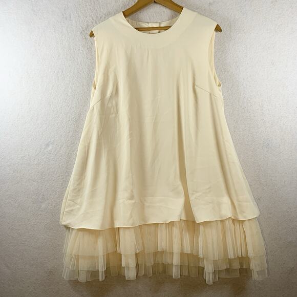 Mable Womens Boxy Tulle Dress Sz L Ivory Romantic Feminine Whimsical - Picture 2 of 13